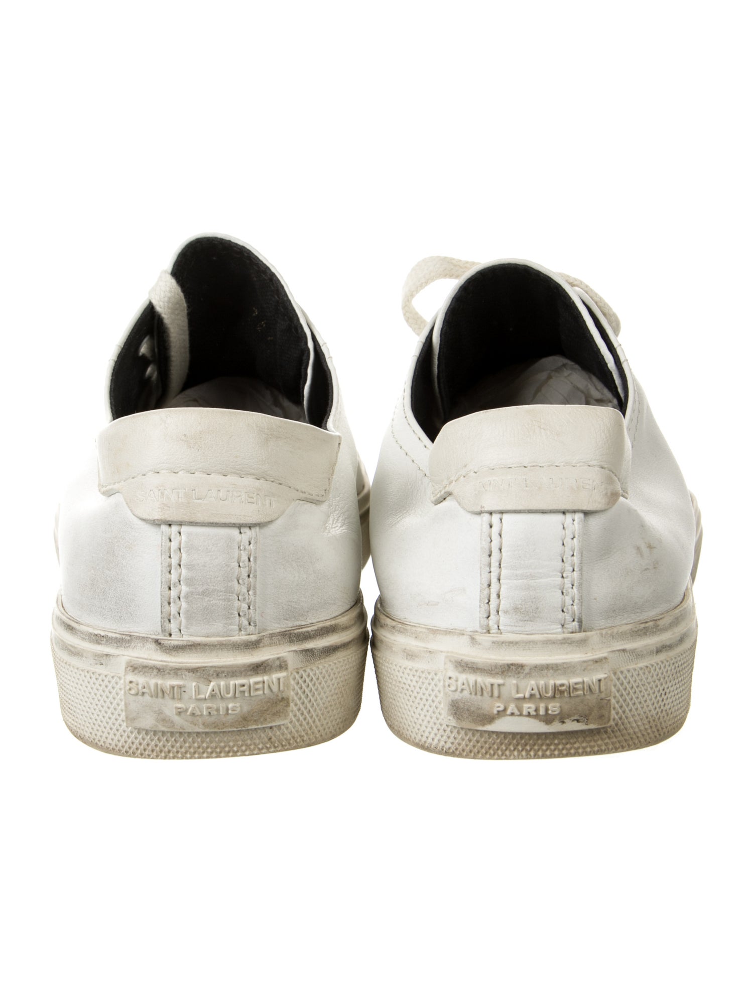 Saint Laurent Leather Distressed Accents Sneakers