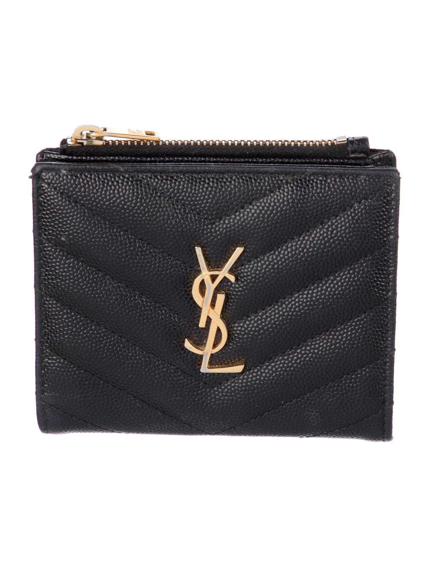 Saint Laurent Matelassé Bifold Leather Compact Wallet