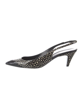 Saint Laurent Patent Leather Printed Slingback Pumps