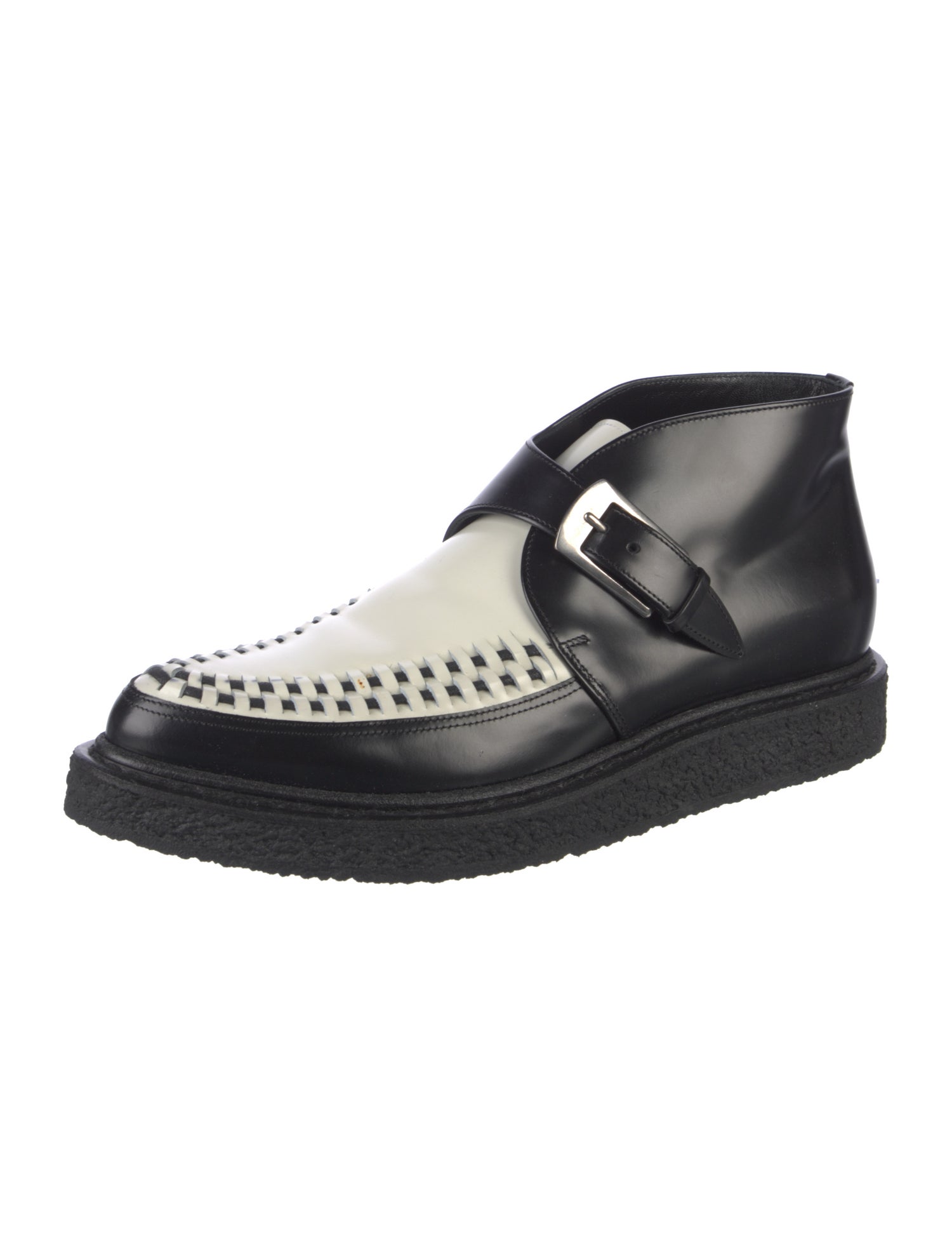 Saint Laurent Leather Colorblock Pattern Monk Straps