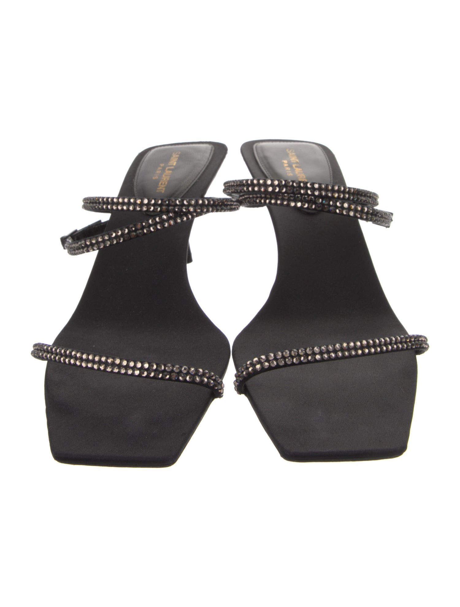 Saint Laurent Satin Crystal Embellishments Sandals
