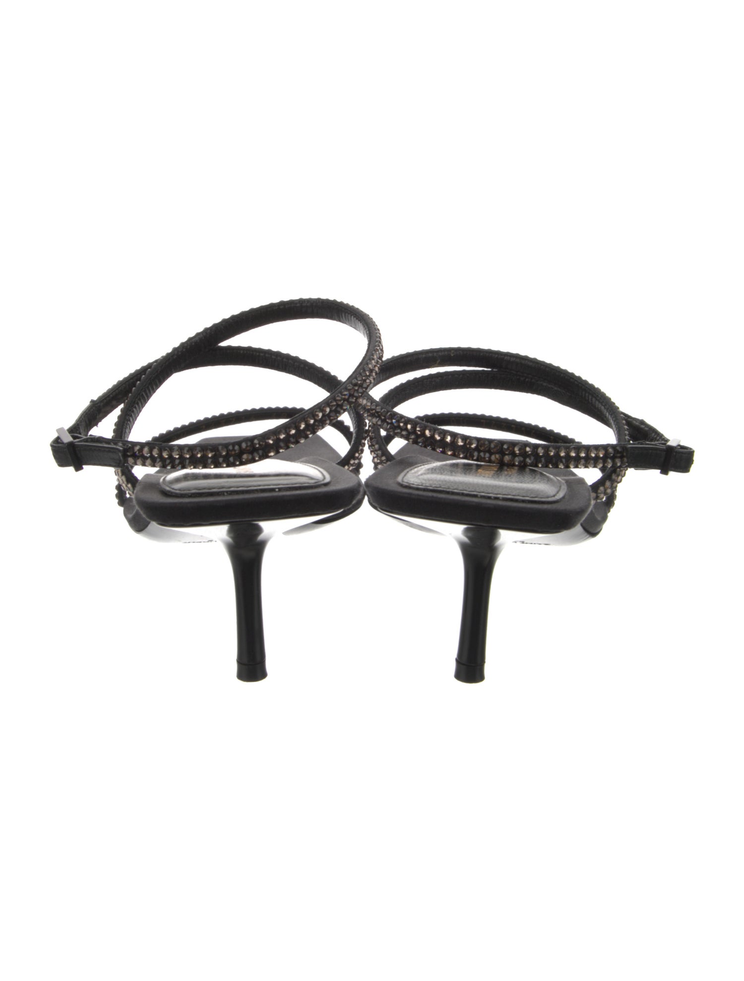 Saint Laurent Satin Crystal Embellishments Sandals