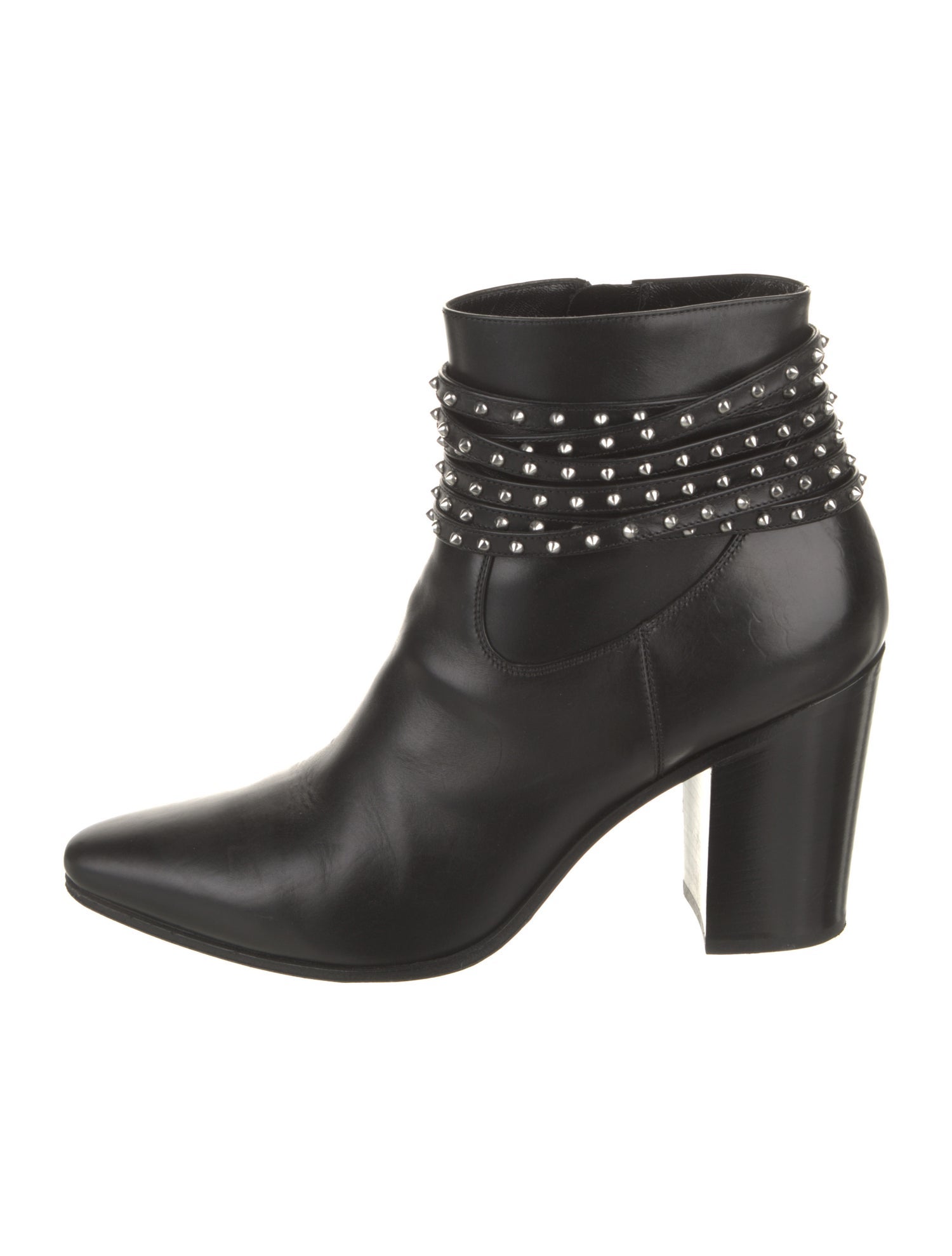 Saint Laurent Leather Studded Accents Boots