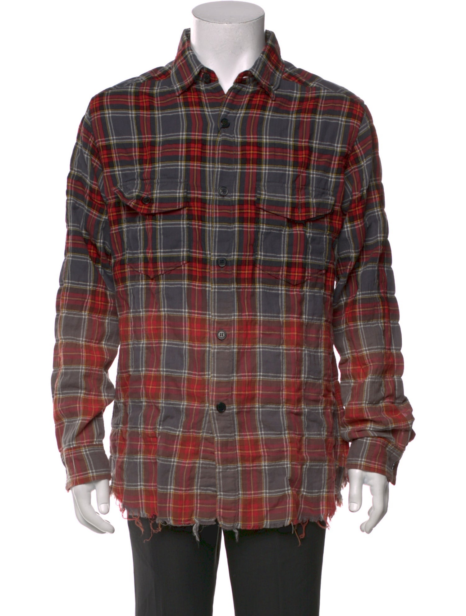 Saint Laurent 2015 Plaid Print Western Shirt