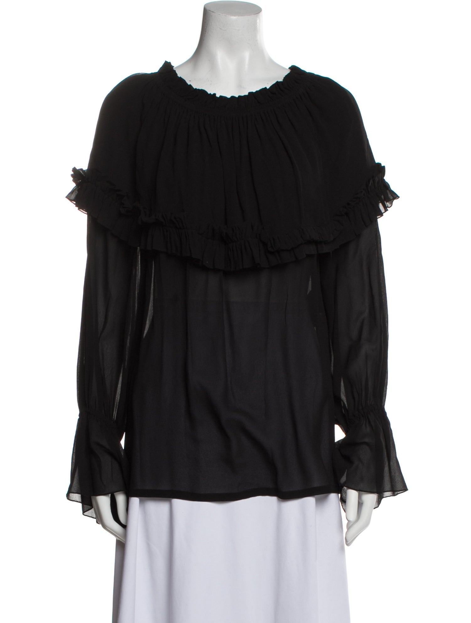Saint Laurent Silk Scoop Neck Blouse