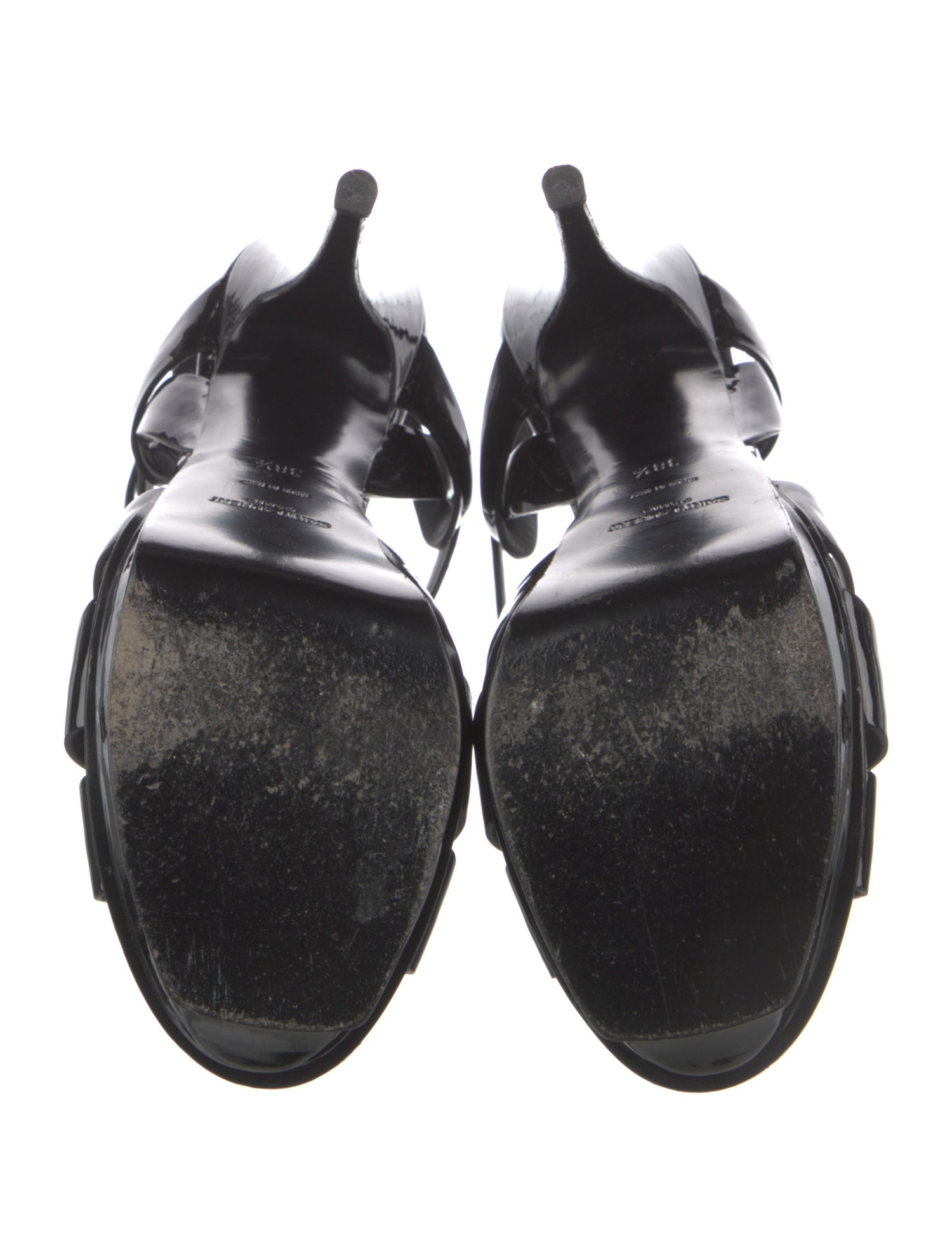 Saint Laurent Patent Leather T-Strap Sandals