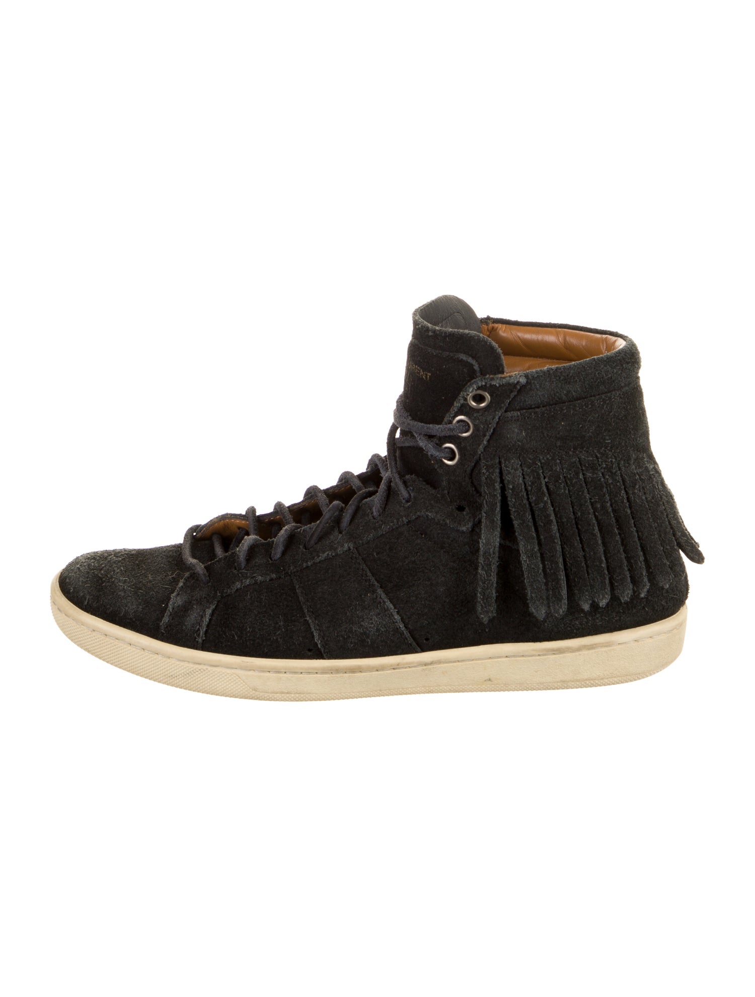Saint Laurent Suede Fringe Trim Accent Sneakers