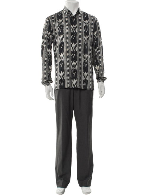 Saint Laurent 2017 Ikat Print Long Sleeve Shirt