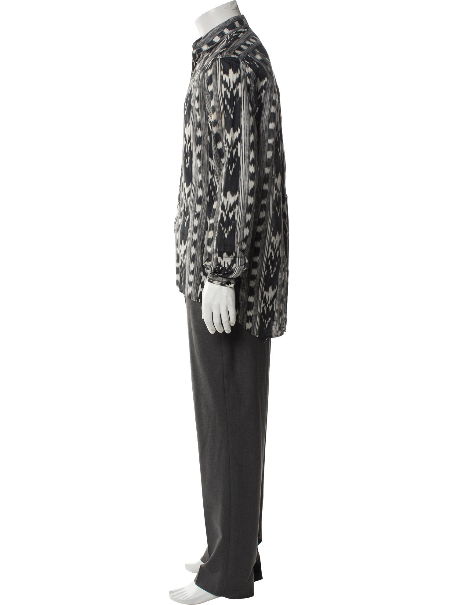 Saint Laurent 2017 Ikat Print Long Sleeve Shirt