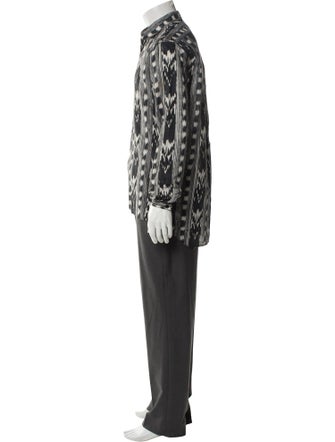 Saint Laurent 2017 Ikat Print Long Sleeve Shirt