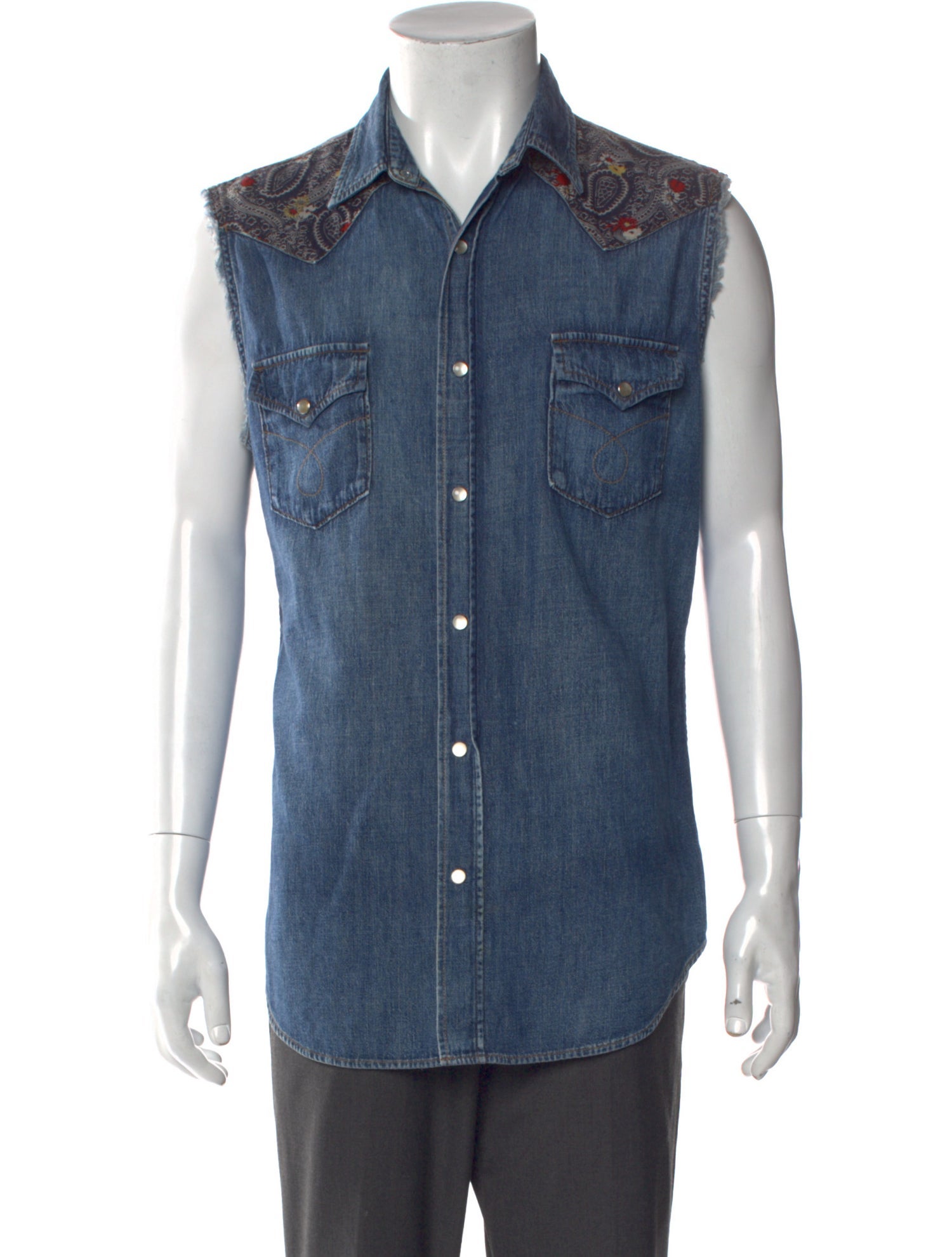 Saint Laurent 2015 Sleeveless Denim Shirt