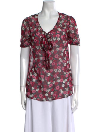 Saint Laurent Silk Floral Print T-Shirt