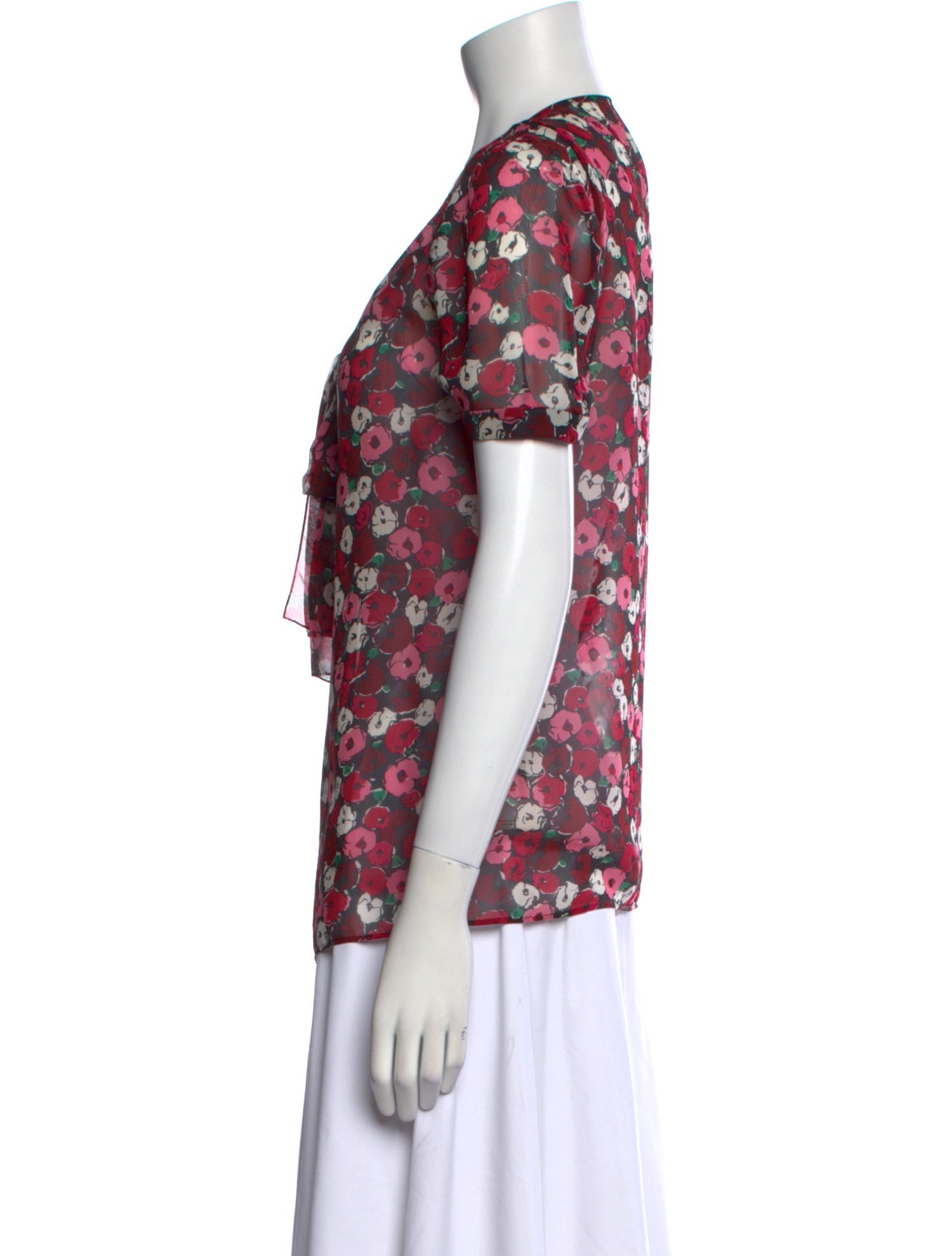 Saint Laurent Silk Floral Print T-Shirt