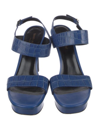 Saint Laurent Embossed Leather Slingback Sandals