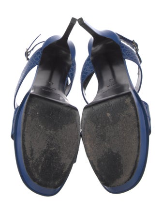 Saint Laurent Embossed Leather Slingback Sandals