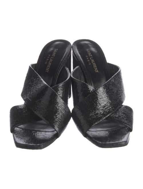 Saint Laurent Embossed Leather Distressed Accents Slides