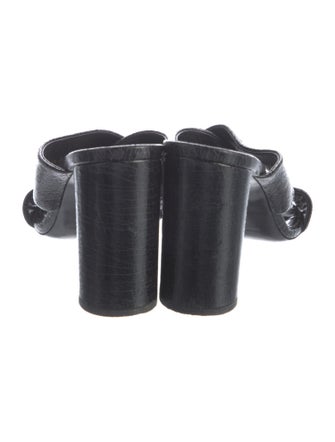 Saint Laurent Embossed Leather Distressed Accents Slides