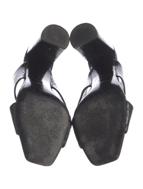 Saint Laurent Embossed Leather Distressed Accents Slides