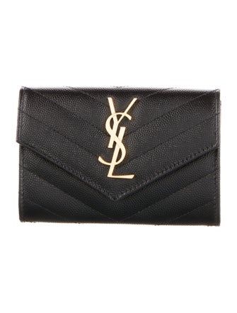 Saint Laurent Small Matelassé Chevron Monogram Envelope Leather Chevron Compact Wallet