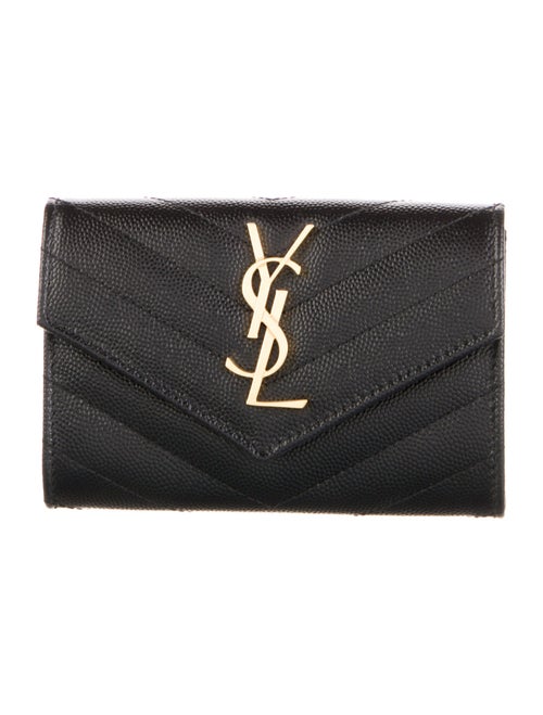 Saint Laurent Small Matelassé Chevron Monogram Envelope Leather Chevron Compact Wallet