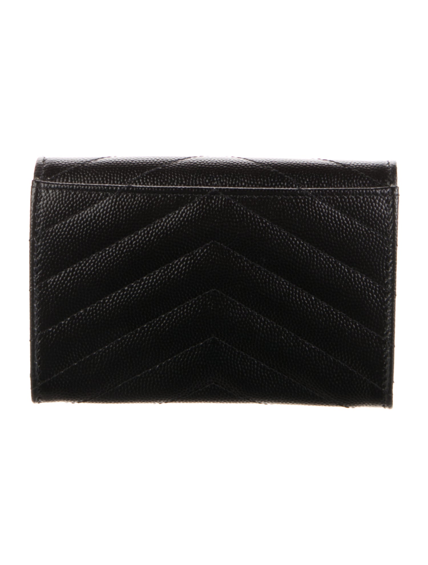 Saint Laurent Small Matelassé Chevron Monogram Envelope Leather Chevron Compact Wallet