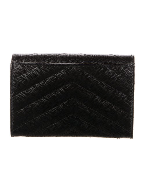 Saint Laurent Small Matelassé Chevron Monogram Envelope Leather Chevron Compact Wallet