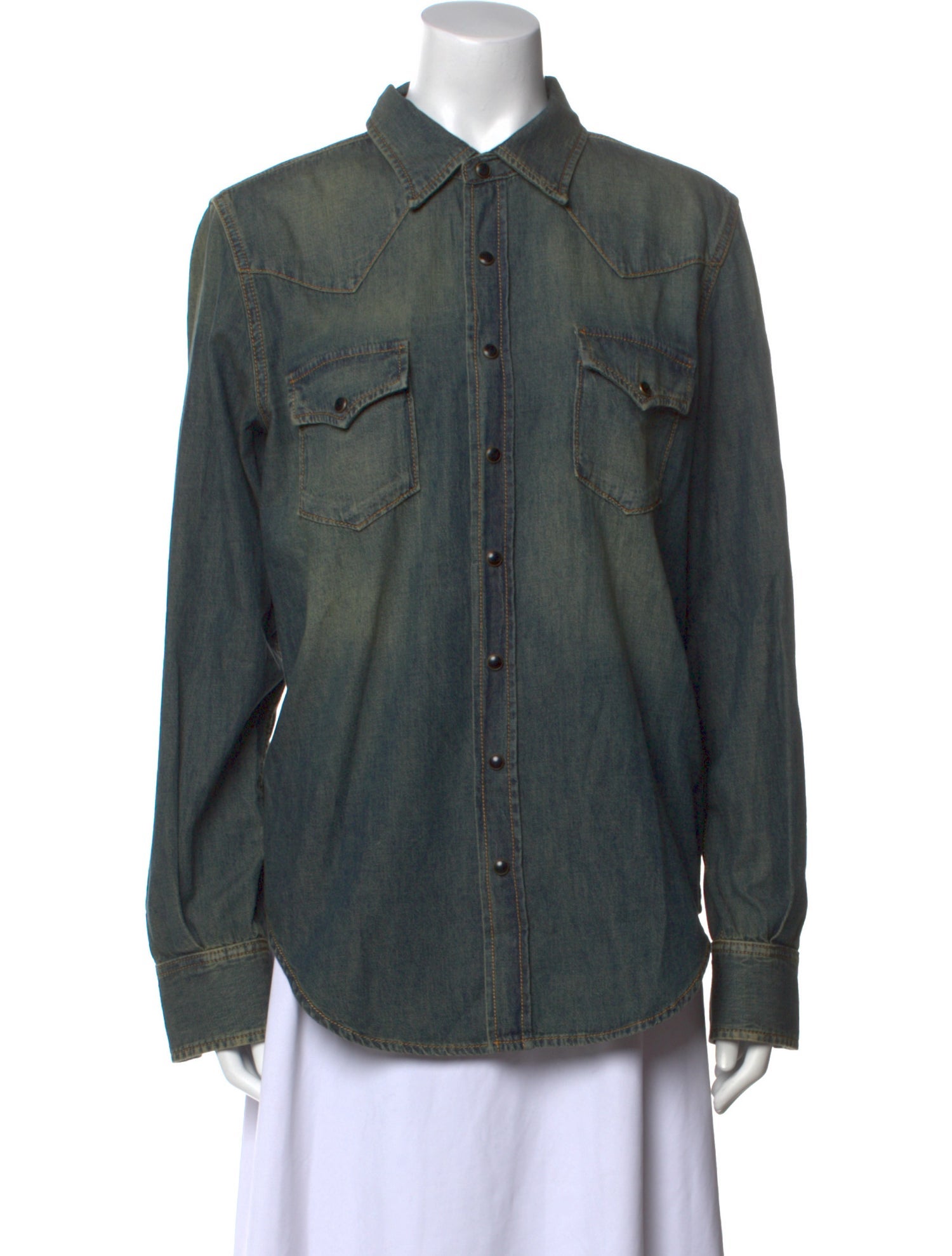 Saint Laurent Long Sleeve Button-Up Top