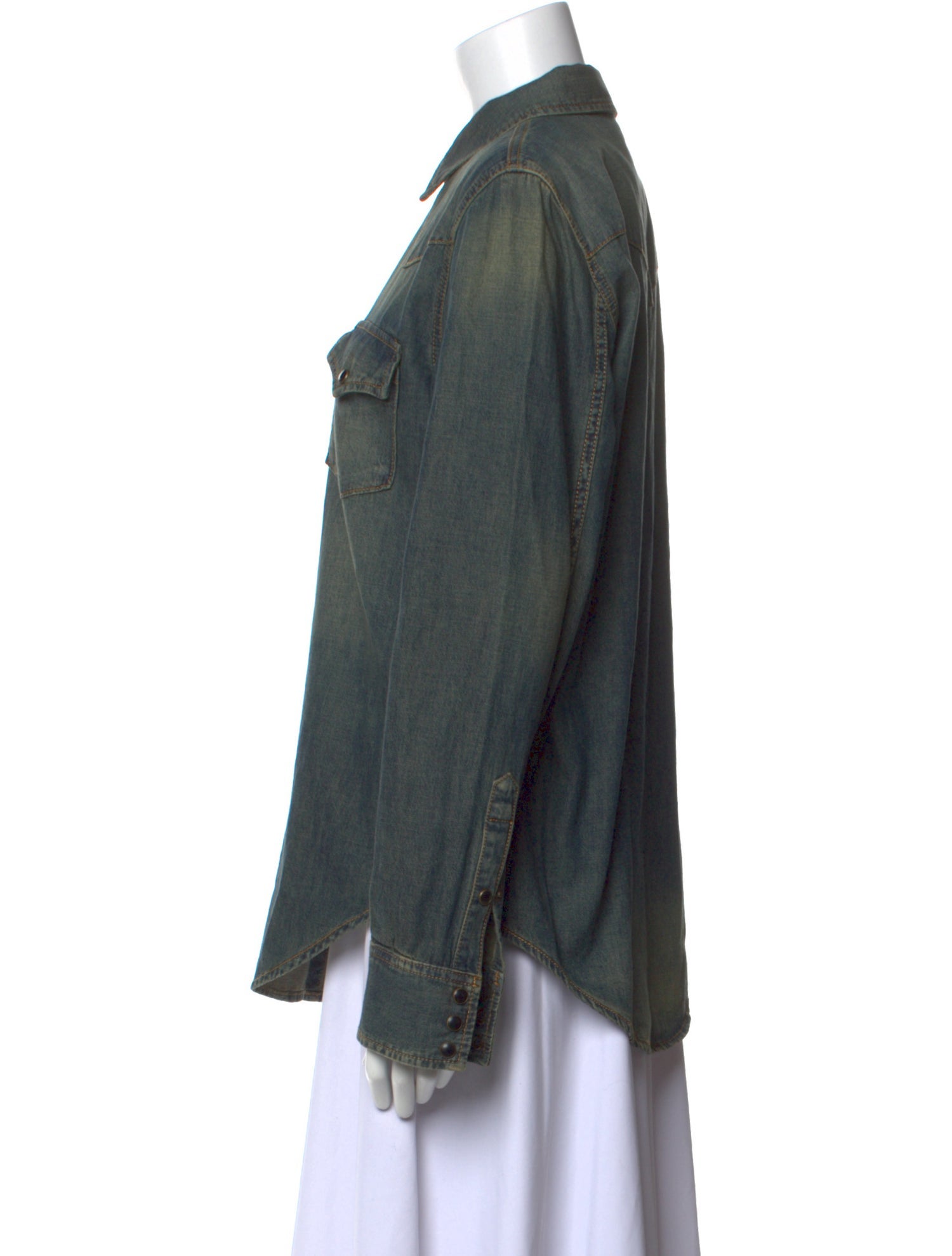 Saint Laurent Long Sleeve Button-Up Top