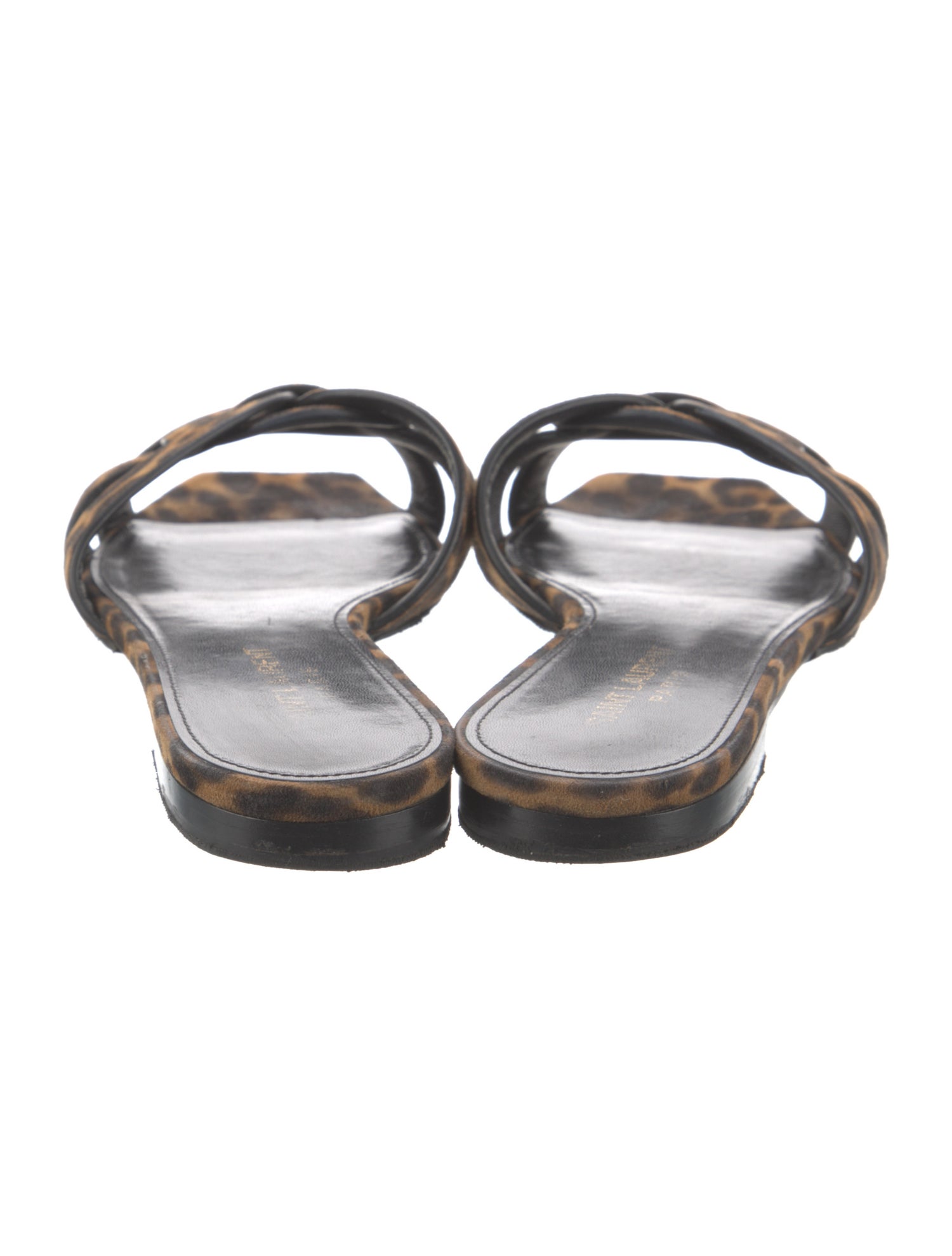 Saint Laurent Suede Animal Print Slides