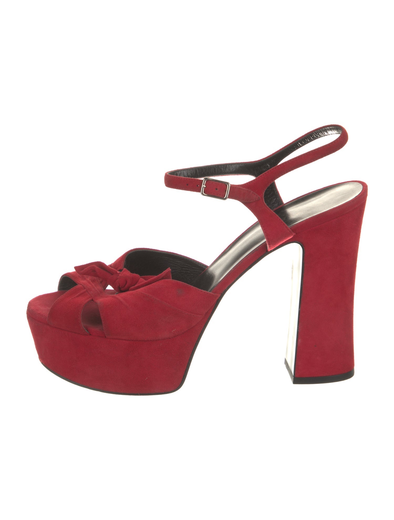 Saint Laurent Suede Bow Accents Slingback Sandals