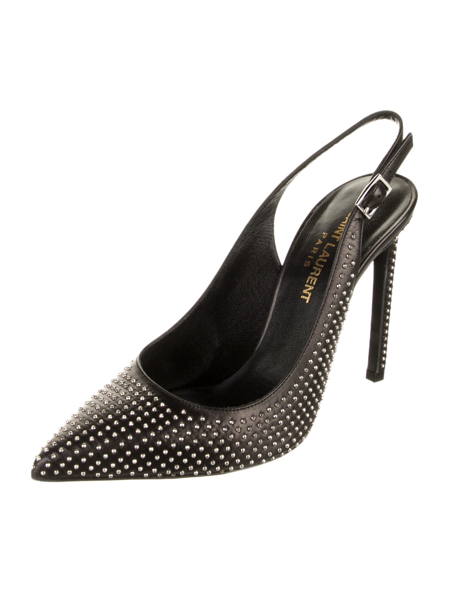 Saint Laurent Leather Studded Accents Slingback Pumps