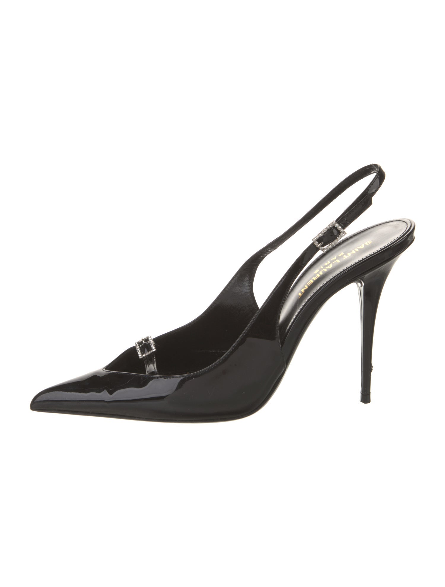 Saint Laurent Patent Leather Crystal Embellishments Slingback Pumps