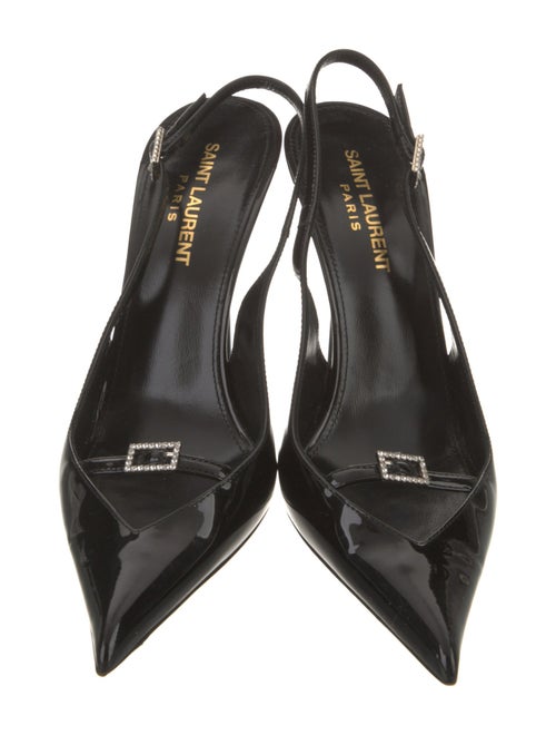 Saint Laurent Patent Leather Crystal Embellishments Slingback Pumps