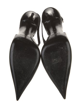 Saint Laurent Patent Leather Crystal Embellishments Slingback Pumps