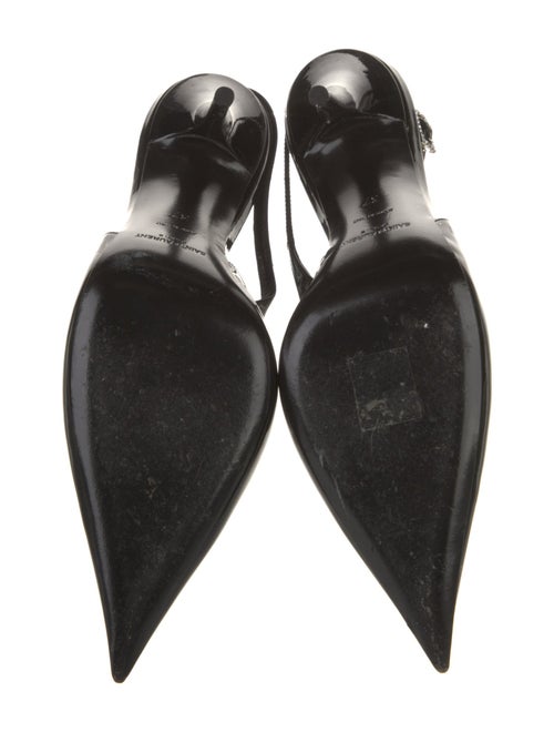 Saint Laurent Patent Leather Crystal Embellishments Slingback Pumps
