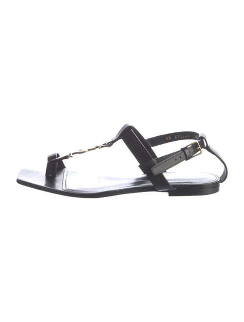 Saint Laurent Signature Logo Leather T-Strap Sandals