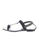 Saint Laurent Signature Logo Leather T-Strap Sandals