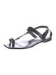 Saint Laurent Signature Logo Leather T-Strap Sandals