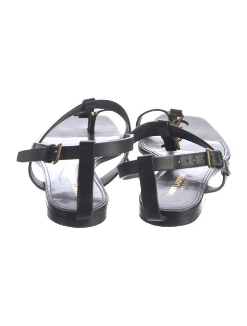 Saint Laurent Signature Logo Leather T-Strap Sandals