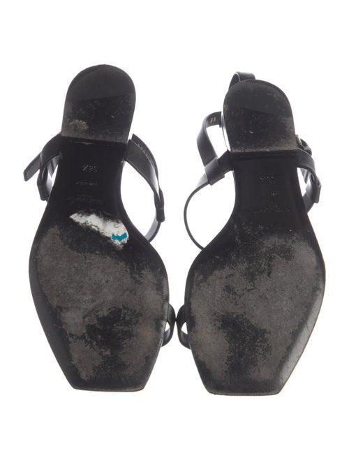 Saint Laurent Signature Logo Leather T-Strap Sandals
