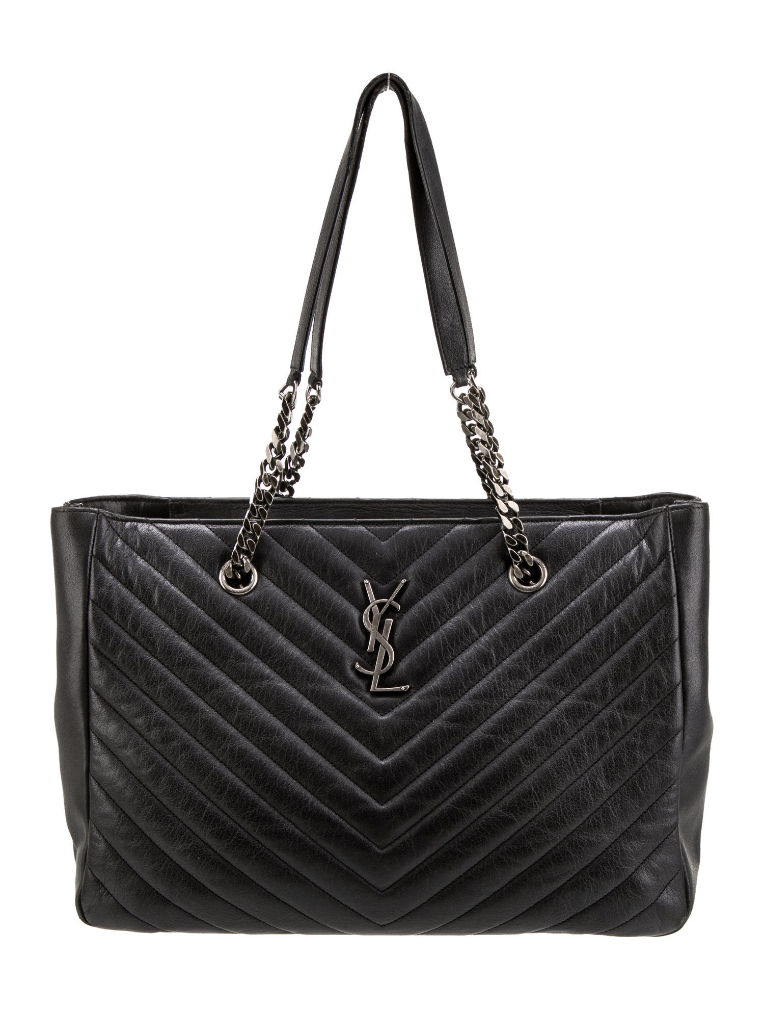 Saint Laurent Leather Matelassé Shopper Large