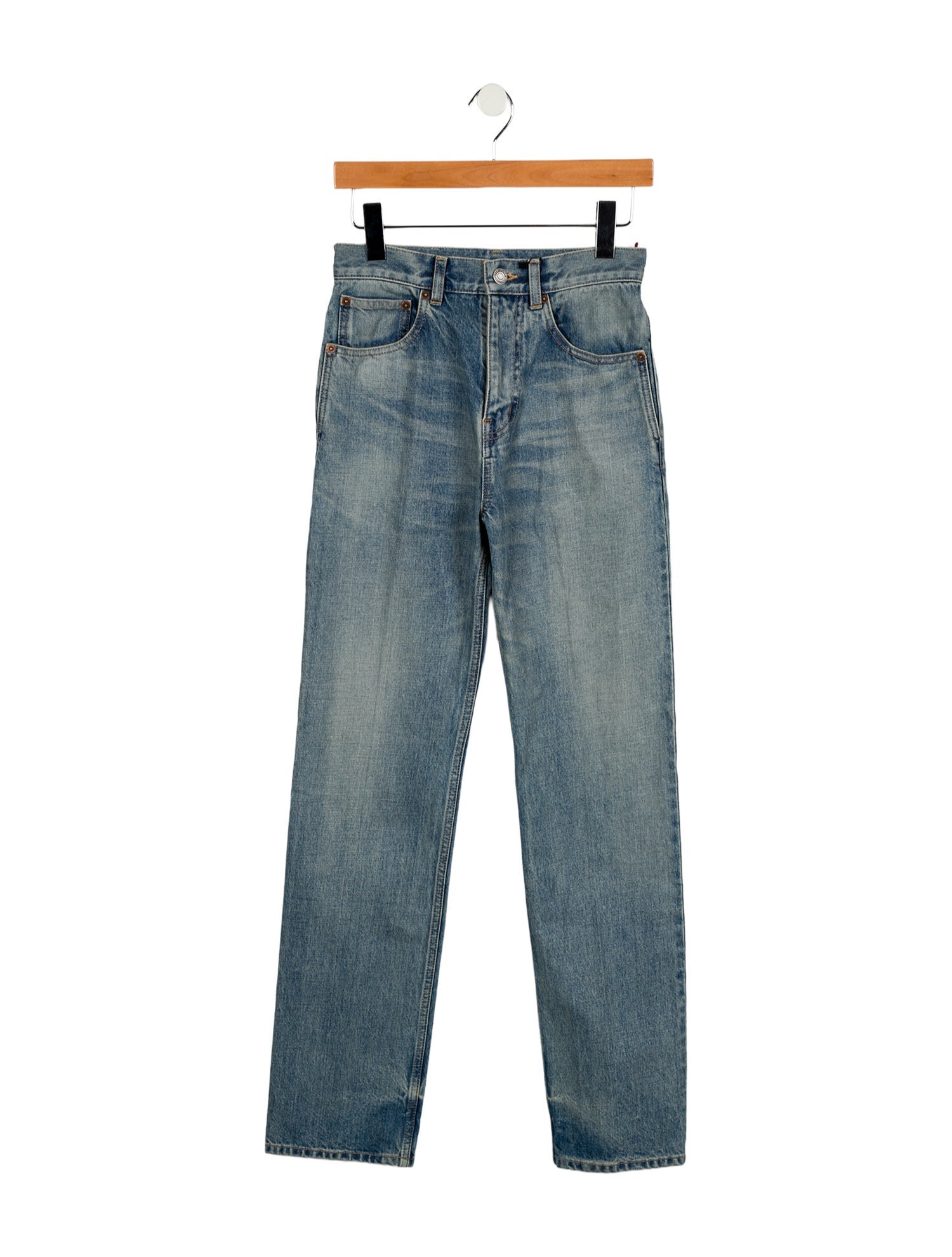 Saint Laurent High-Rise Straight Leg Jeans