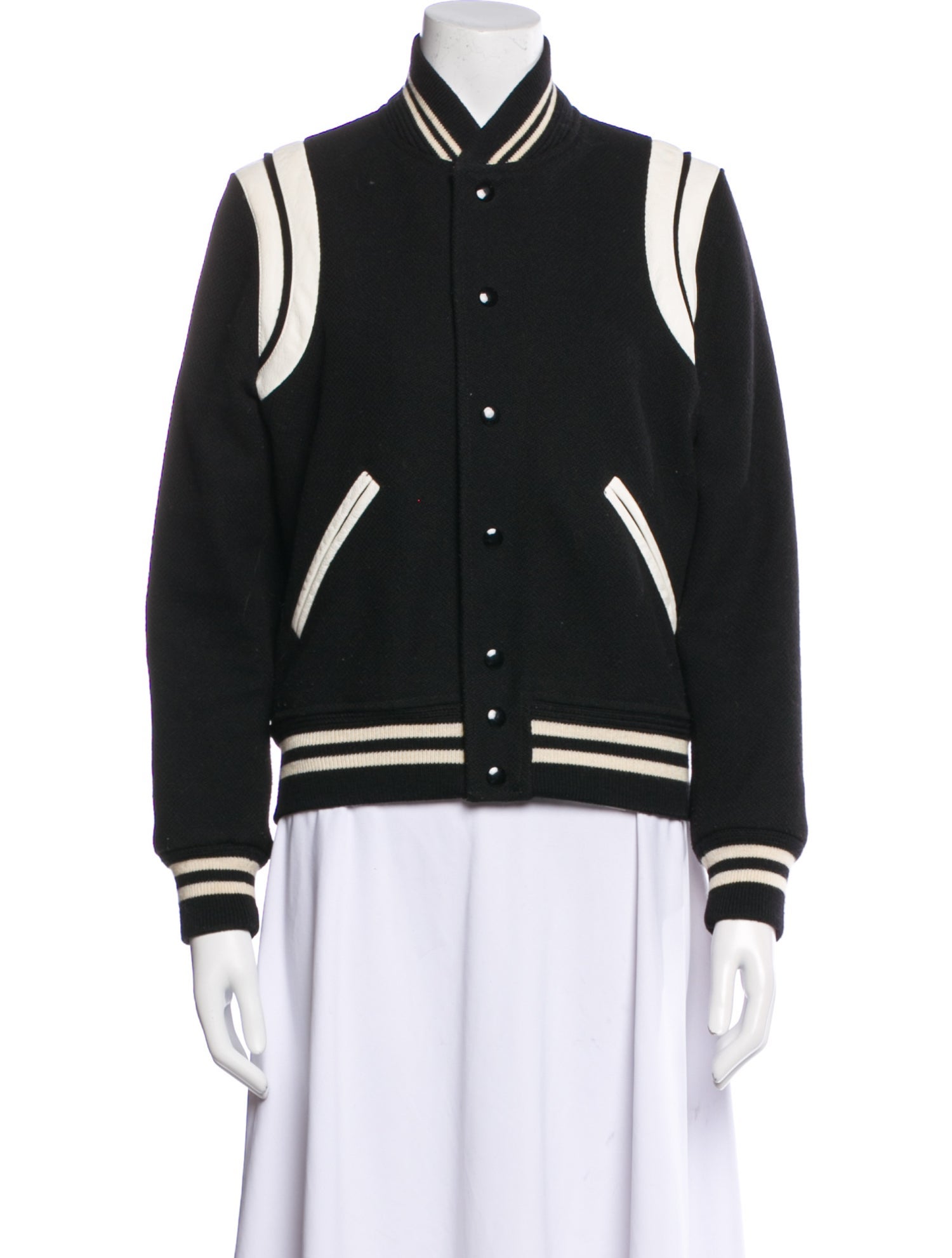 Saint Laurent Virgin Wool Striped Bomber Jacket
