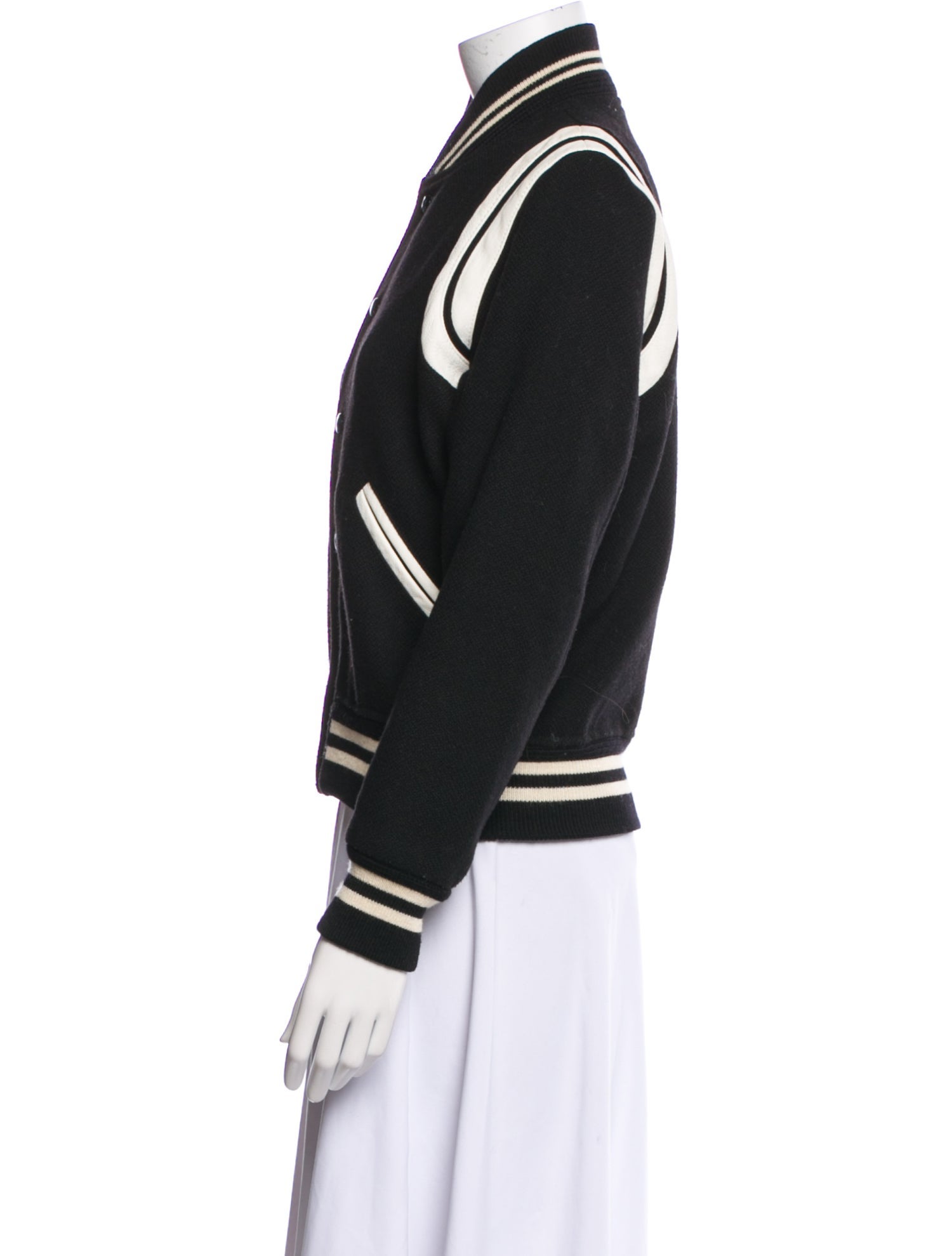 Saint Laurent Virgin Wool Striped Bomber Jacket