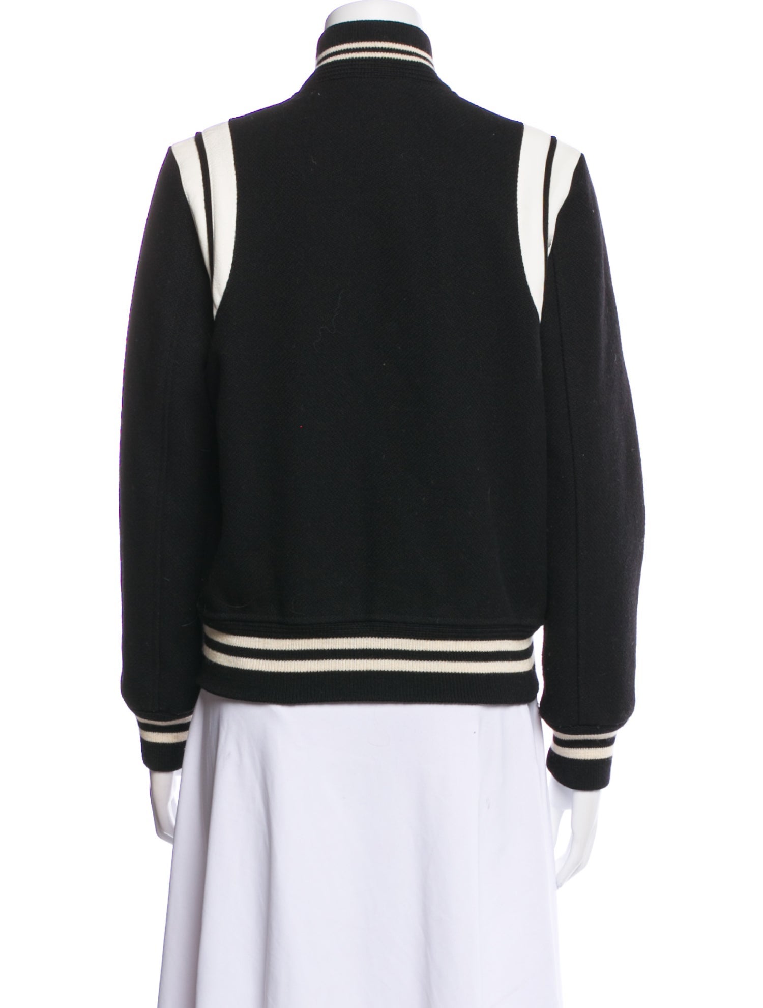 Saint Laurent Virgin Wool Striped Bomber Jacket