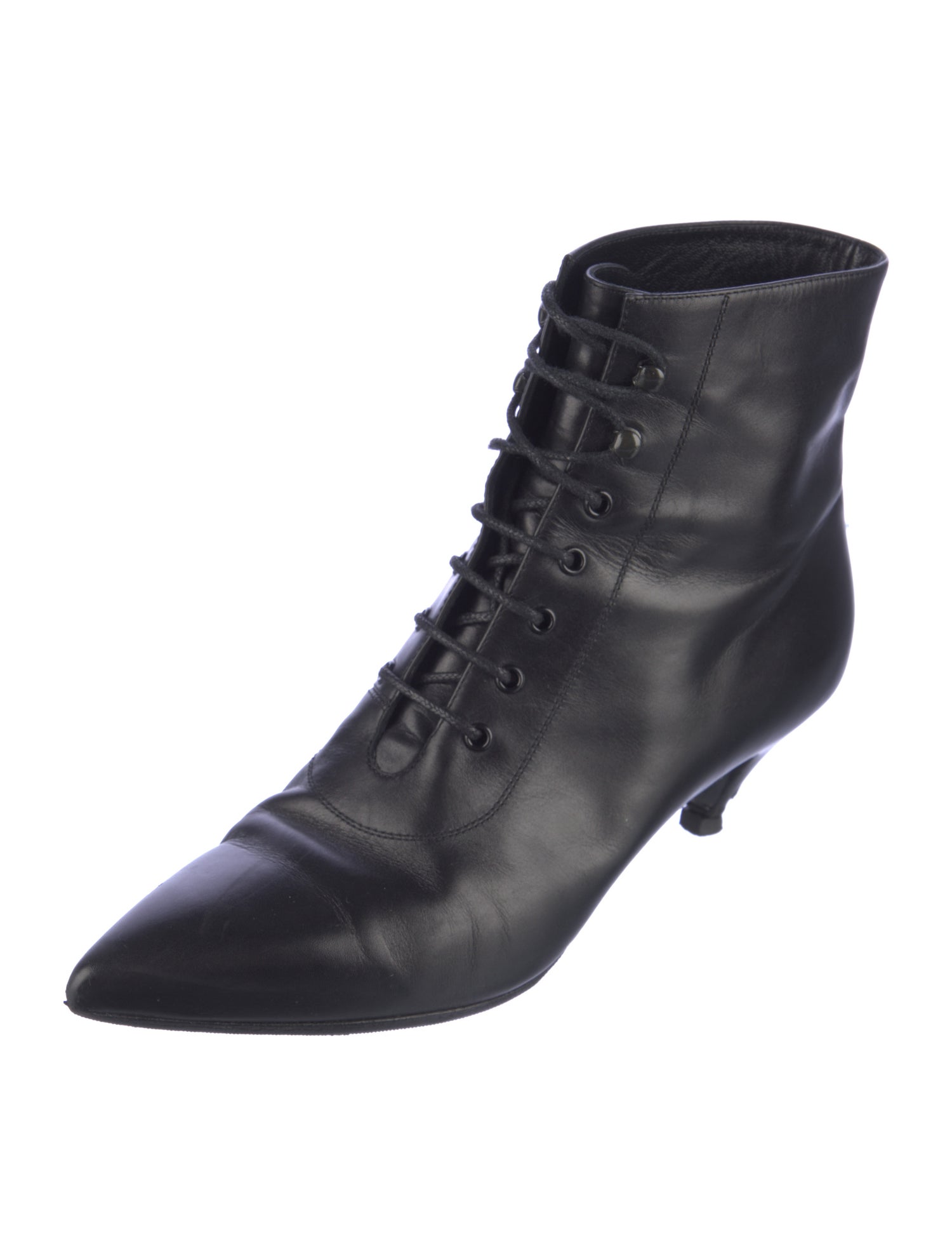 Saint Laurent Leather Lace-Up Boots