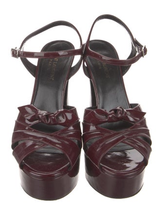 Saint Laurent Leather Bow Accents Slingback Pumps