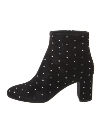 Saint Laurent Velvet Crystal Embellishments Boots