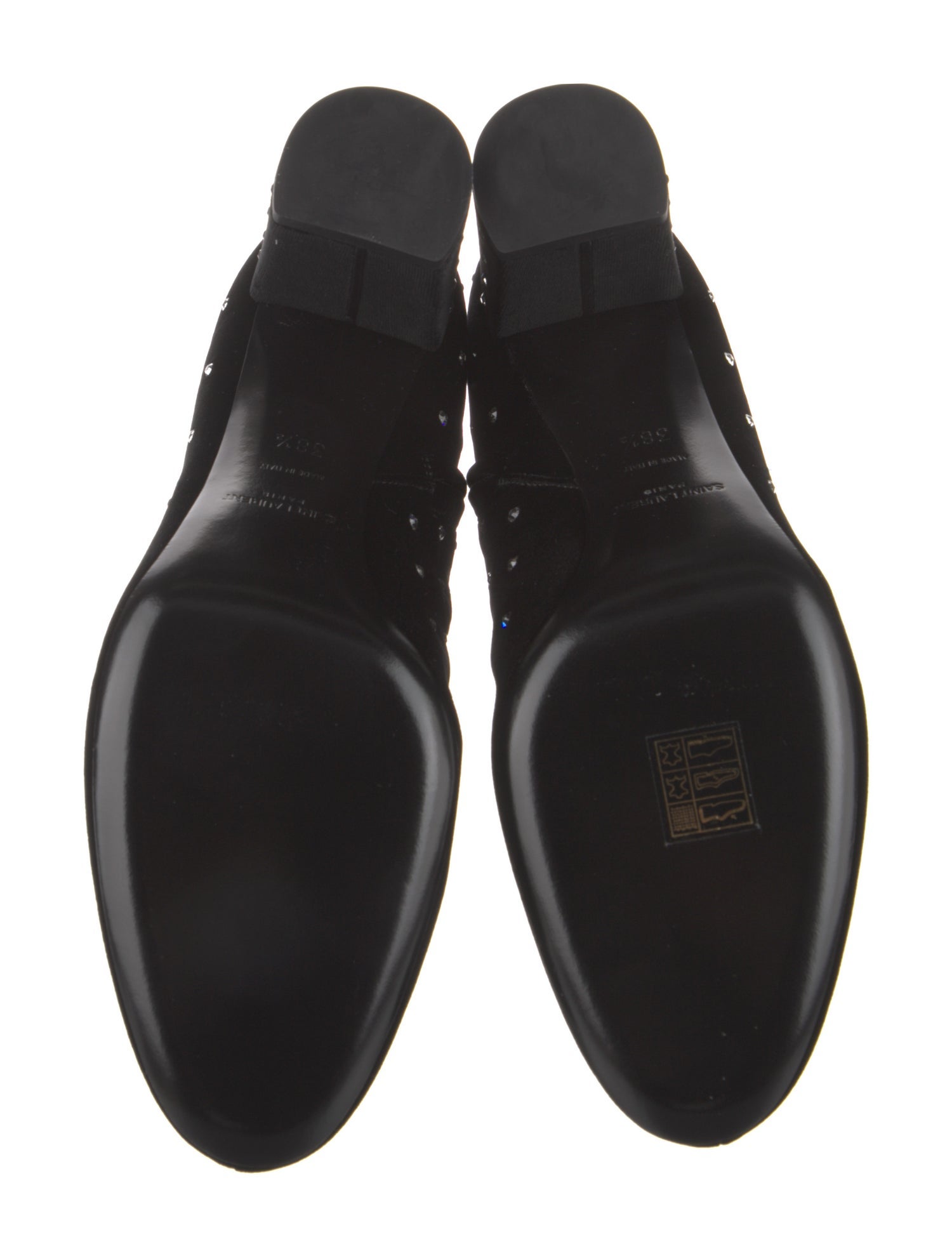 Saint Laurent Velvet Crystal Embellishments Boots