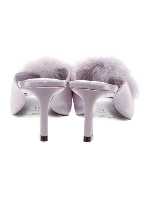 Saint Laurent Satin Feather Trim Slides